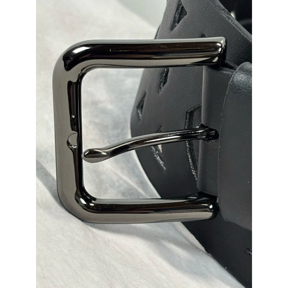 The W By Worth Collection Laser Cut Leather Belt Women's Medium Black Extra Wide